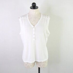 New Colourworks Women's XL Bleach White Rayon Nylon Knit Sleeveless Tank Top